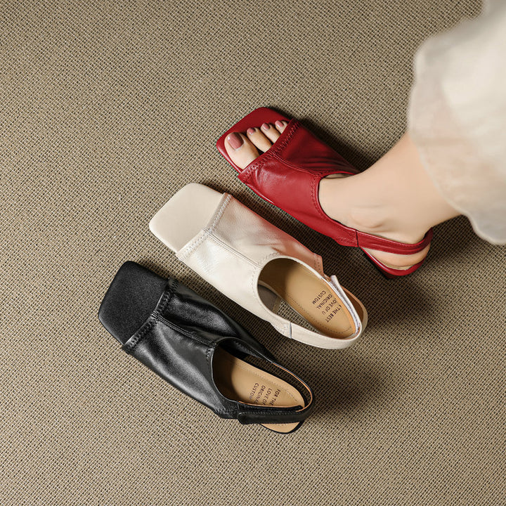 Velra Genuine Leather Slingback Heels