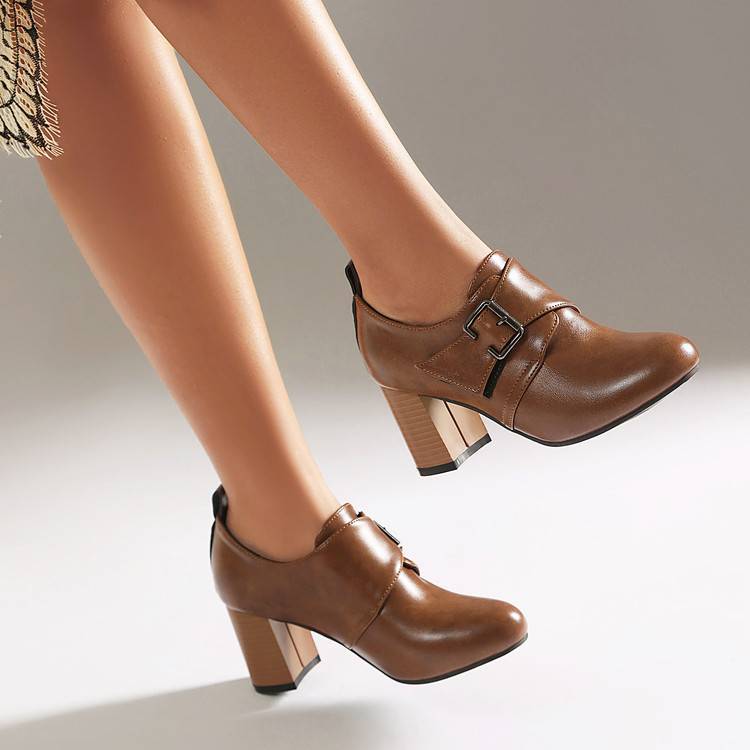 Lora Genuine Leather Buckled Heels