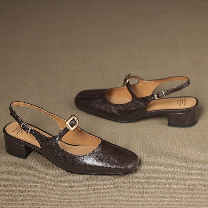 Brina Genuine Leather Slingback Heels