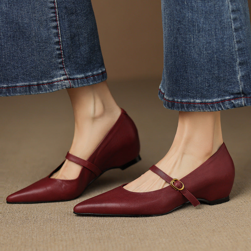 Elaine Genuine Leather Heels