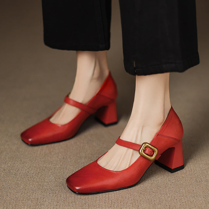 Zinia Genuine Leather Heels