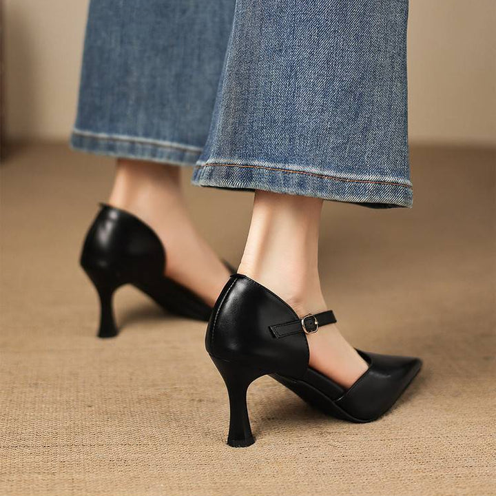 Dalis Genuine Leather Crossover Strap Heels