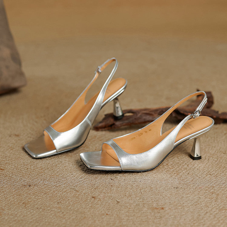 Vesia Genuine Leather Slingback Sandals