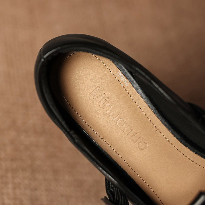 Cora Genuine Leather T-Strap Flats