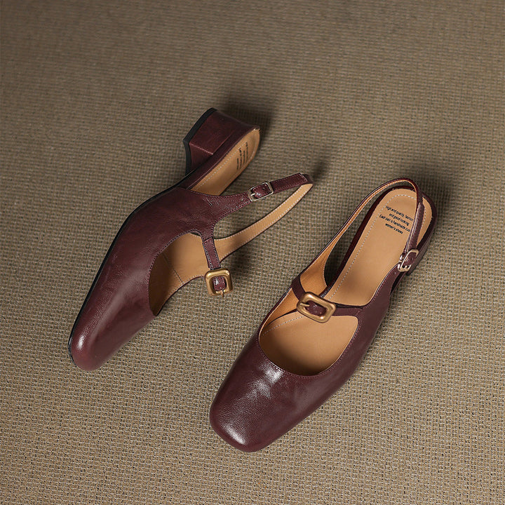 Brina Genuine Leather Slingback Heels