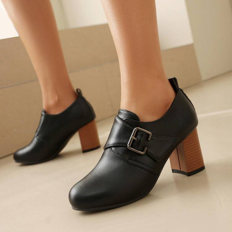 Lora Genuine Leather Buckled Heels