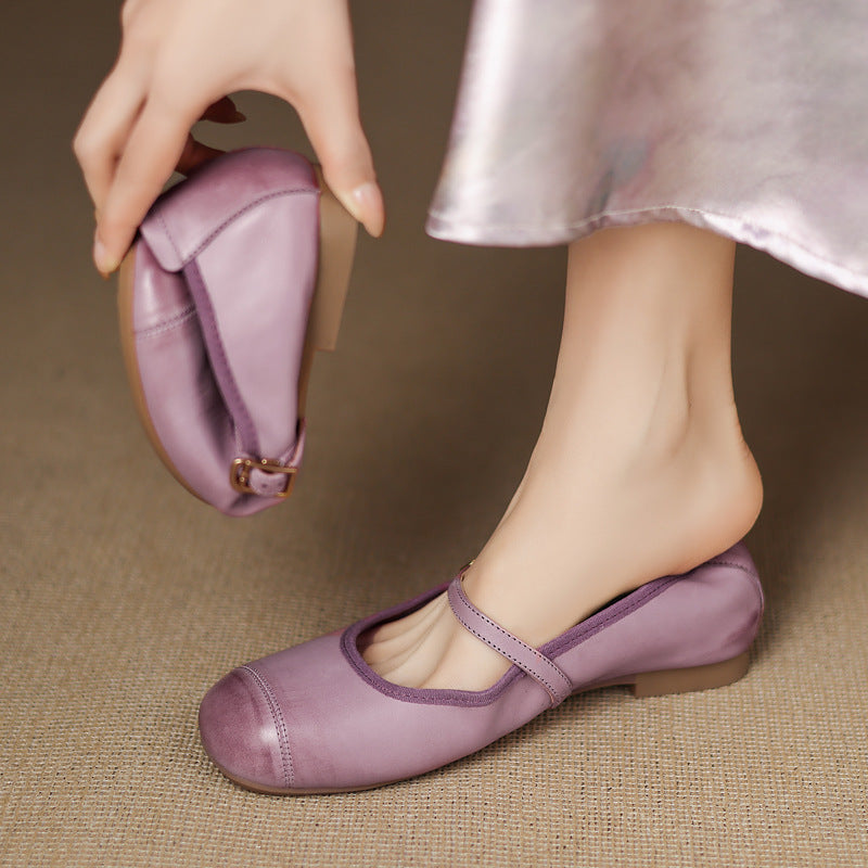 Derya Genuine Leather Flats