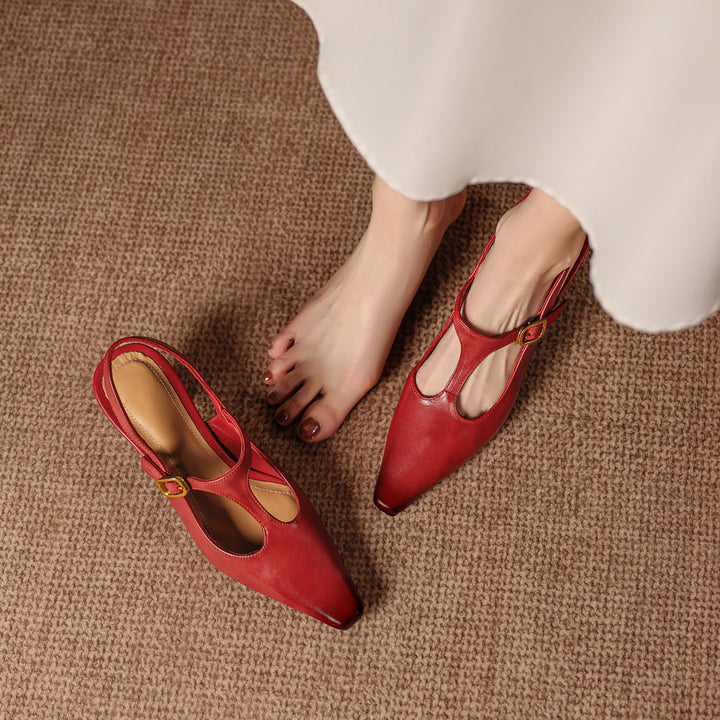 Celyn Genuine Leather T-strap Heels