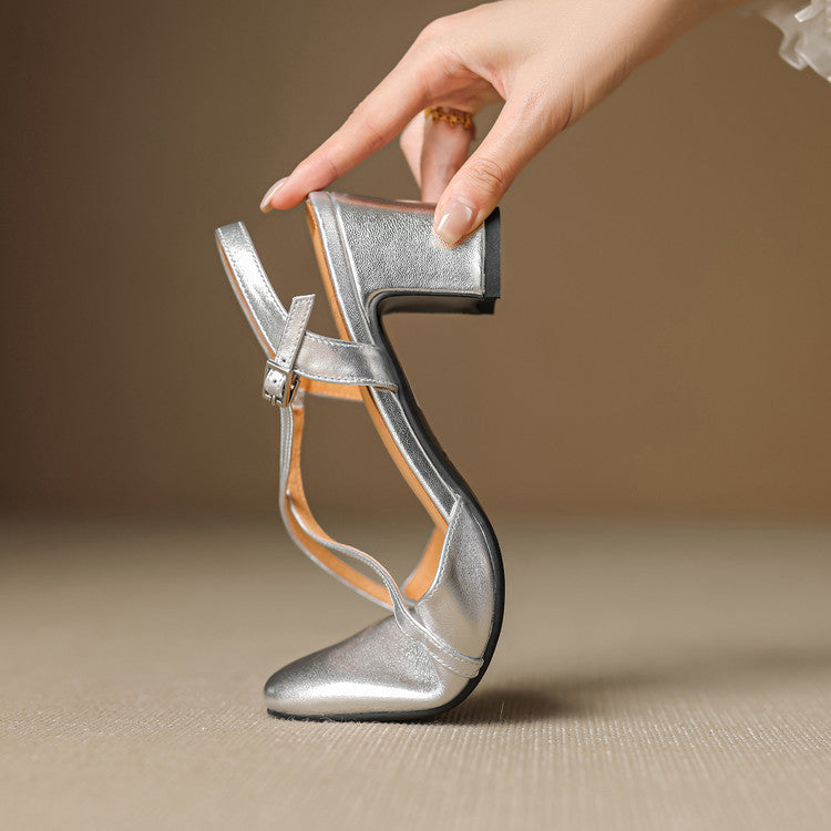 Toria Genuine Leather Cross Strap Heels