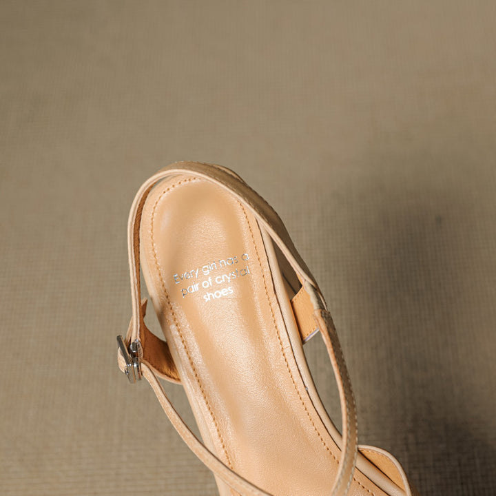 Toria Genuine Leather Cross Strap Heels