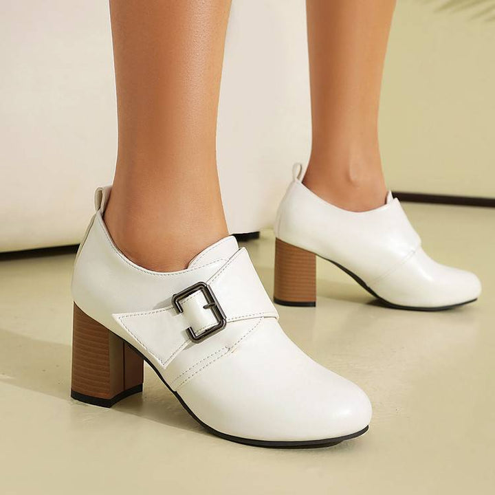 Lora Genuine Leather Buckled Heels