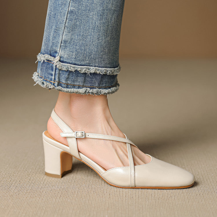 Toria Genuine Leather Cross Strap Heels
