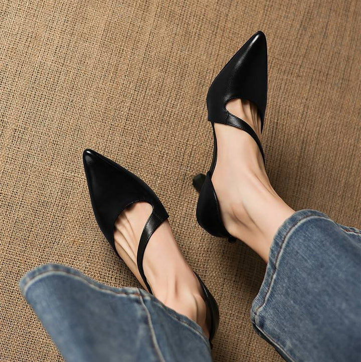 Dalis Genuine Leather Crossover Strap Heels