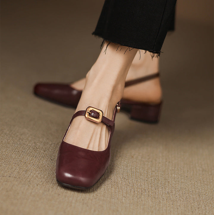 Brina Genuine Leather Slingback Heels