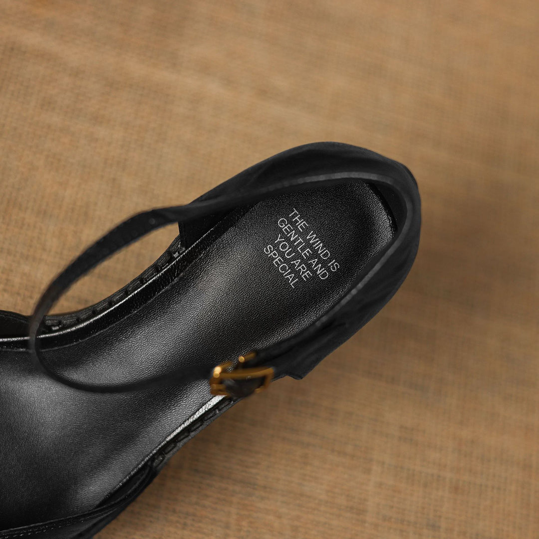 Celor Genuine Leather Ankle Strap Pumps