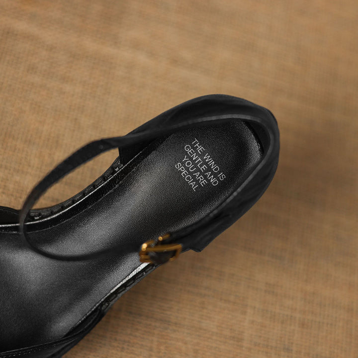 Celor Genuine Leather Ankle Strap Pumps
