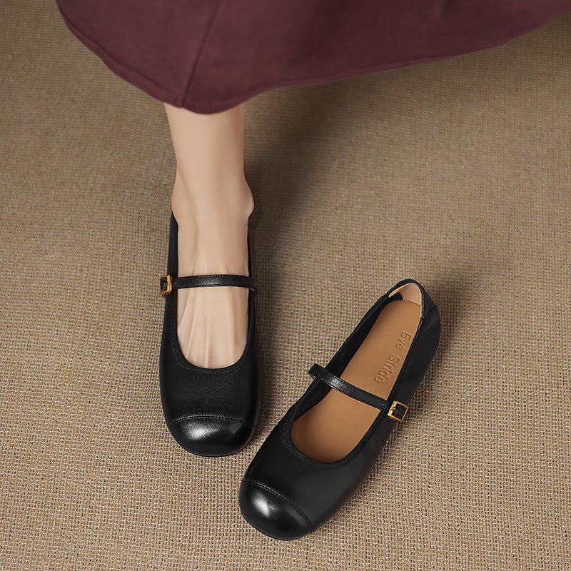 Derya Genuine Leather Flats