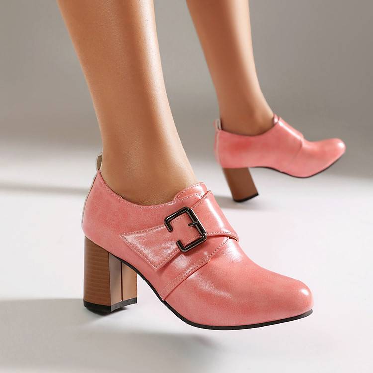 Lora Genuine Leather Buckled Heels