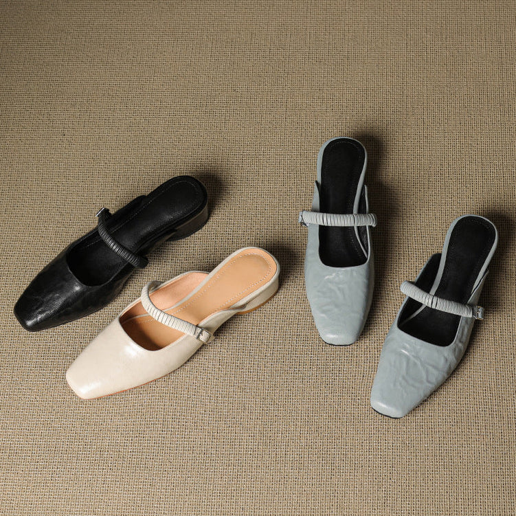 Devia Genuine Leather Mary Jane Mules