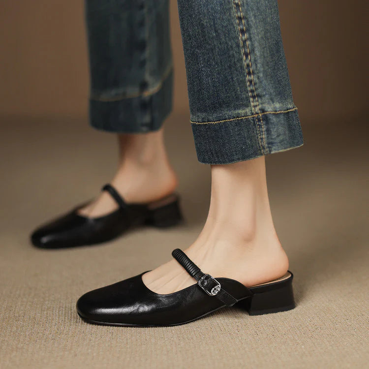 Devia Genuine Leather Mary Jane Mules