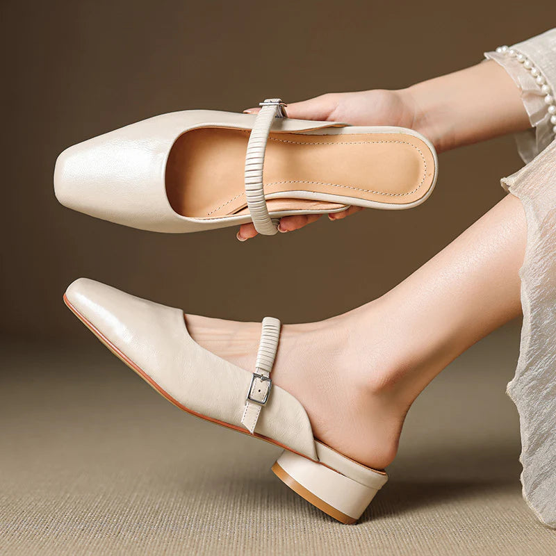 Devia Genuine Leather Mary Jane Mules