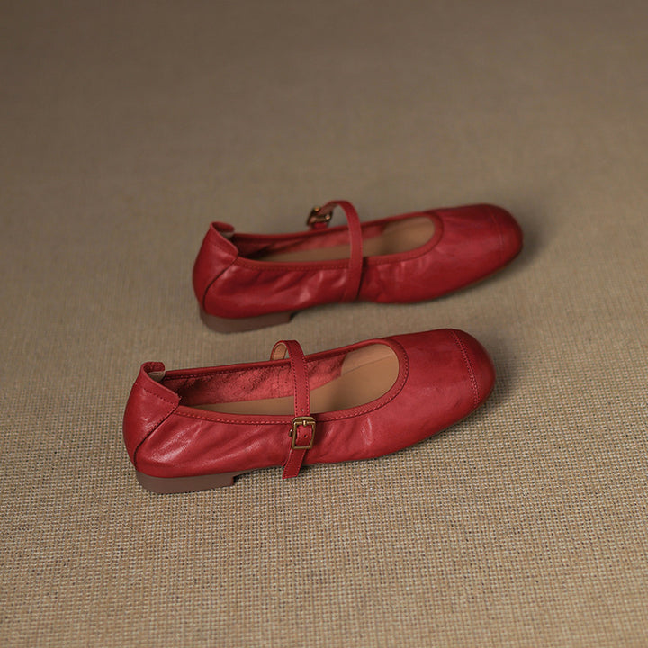 Derya Genuine Leather Flats