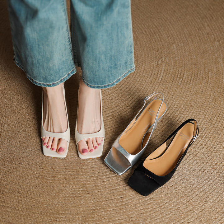Vesia Genuine Leather Slingback Sandals
