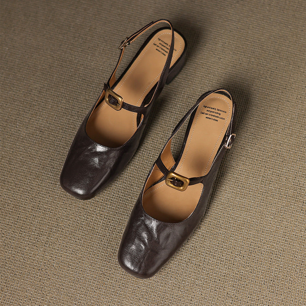 Brina Genuine Leather Slingback Heels