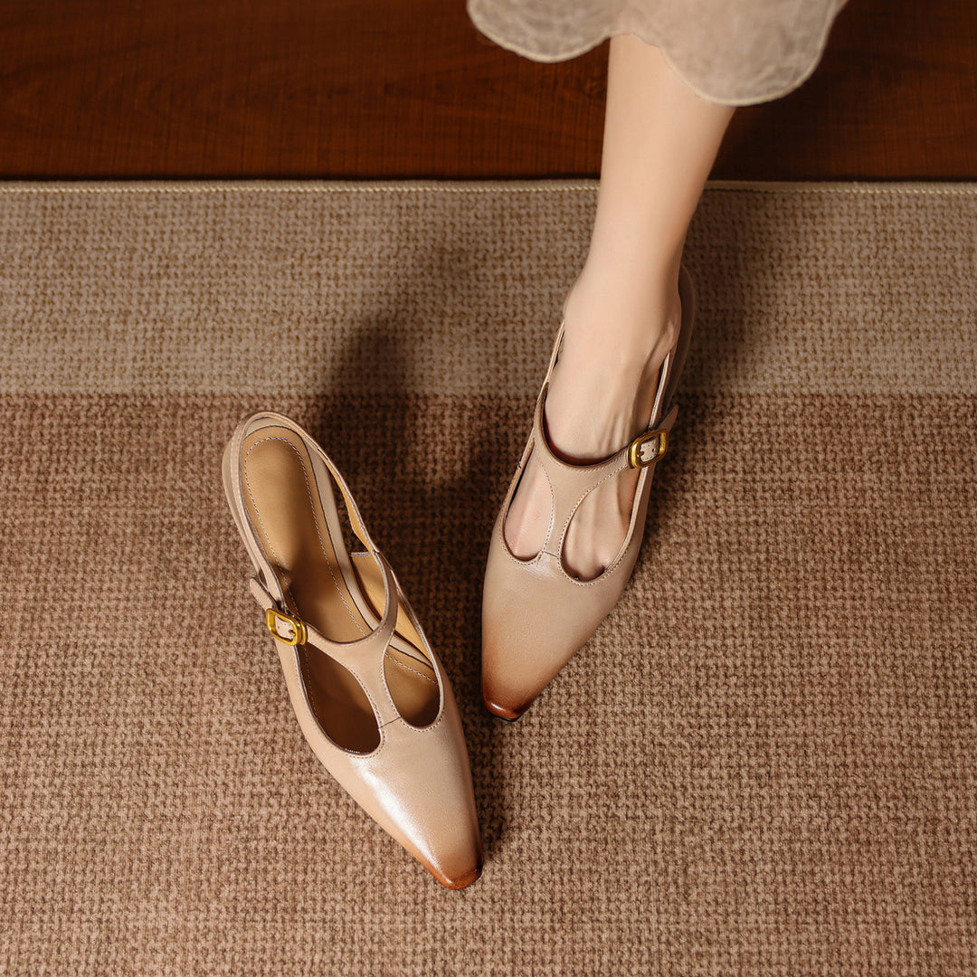 Celyn Genuine Leather T-strap Heels