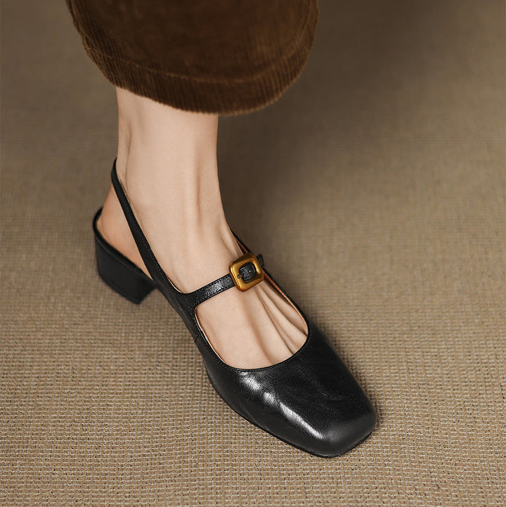 Brina Genuine Leather Slingback Heels