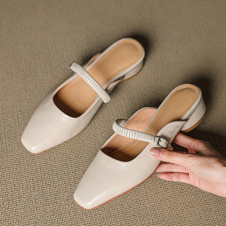 Devia Genuine Leather Mary Jane Mules