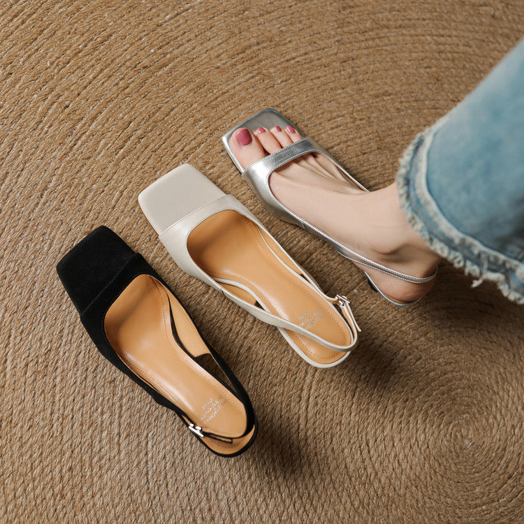 Vesia Genuine Leather Slingback Sandals