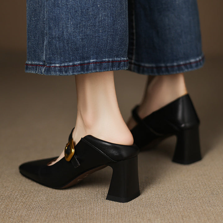 Zinia Genuine Leather Heels