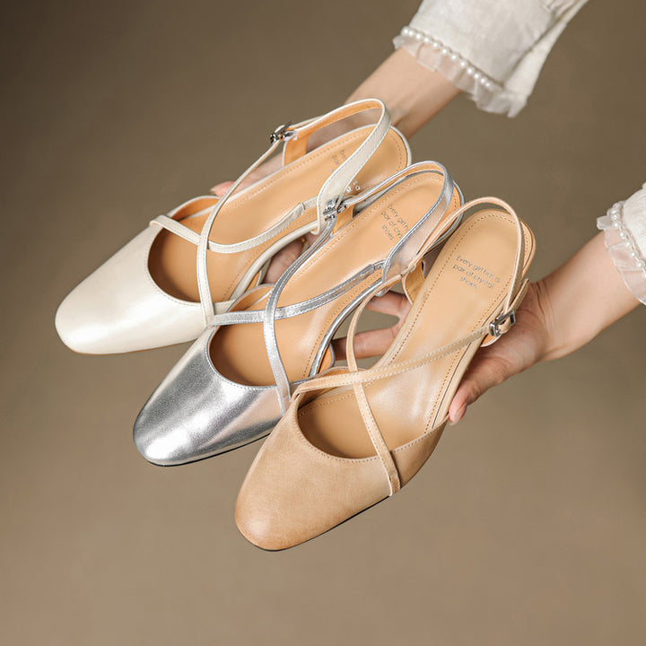 Toria Genuine Leather Cross Strap Heels