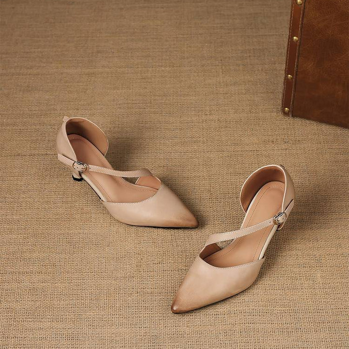 Dalis Genuine Leather Crossover Strap Heels