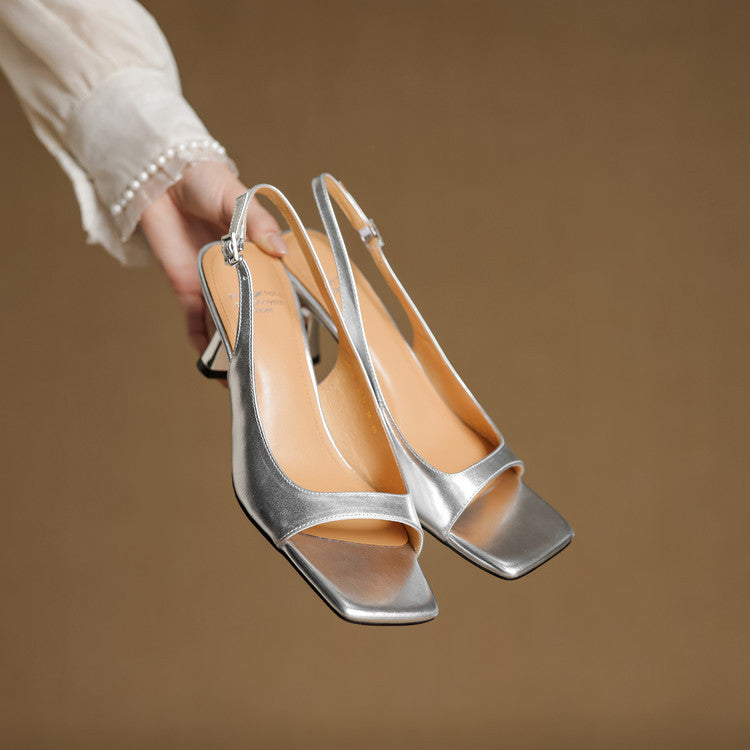 Vesia Genuine Leather Slingback Sandals