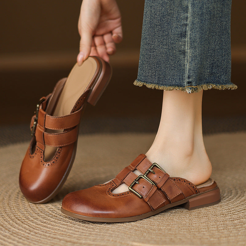 Escal Genuine Leather Mules