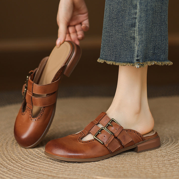 Escal Genuine Leather Mules