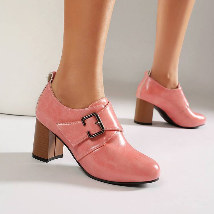 Lora Genuine Leather Buckled Heels