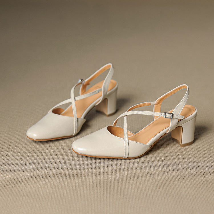 Toria Genuine Leather Cross Strap Heels
