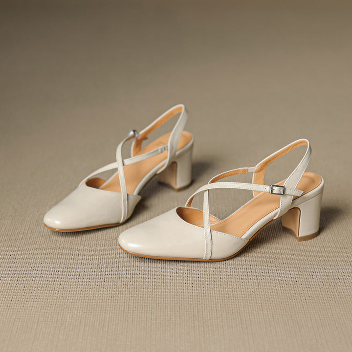 Toria Genuine Leather Cross Strap Heels