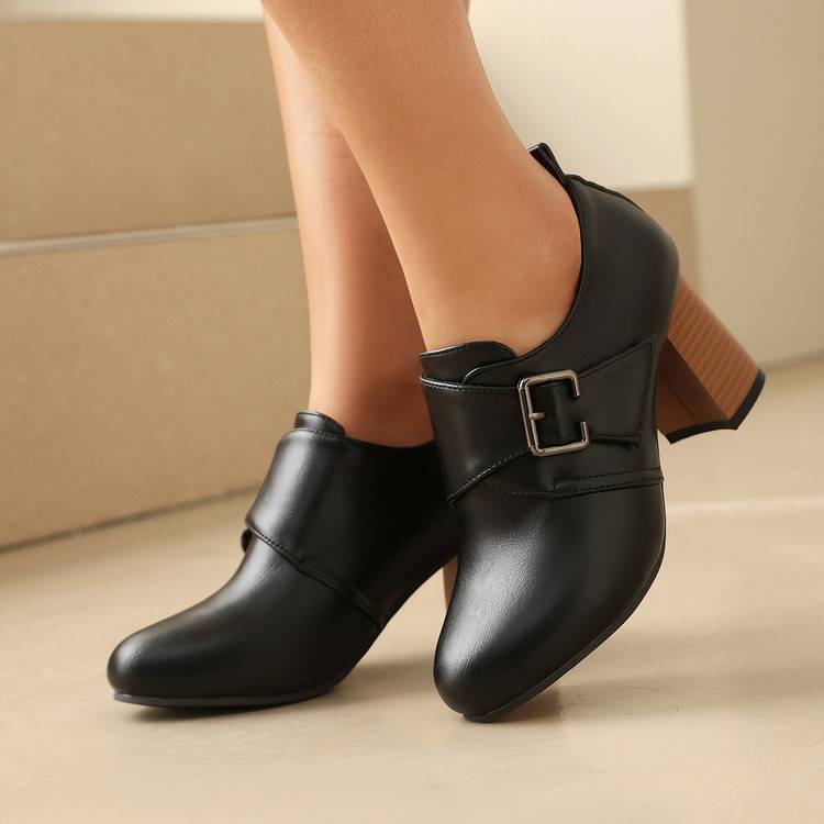 Lora Genuine Leather Buckled Heels