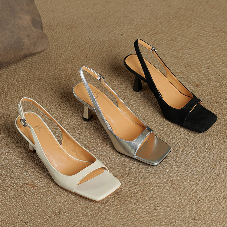 Vesia Genuine Leather Slingback Sandals