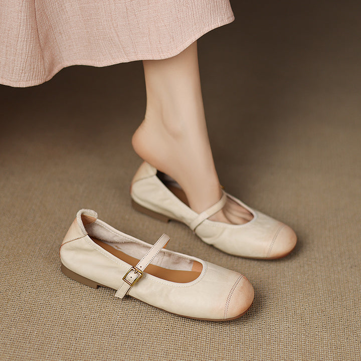 Derya Genuine Leather Flats