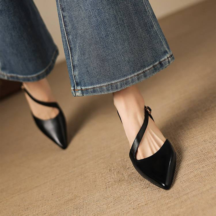 Dalis Genuine Leather Crossover Strap Heels