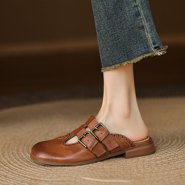 Escal Genuine Leather Mules