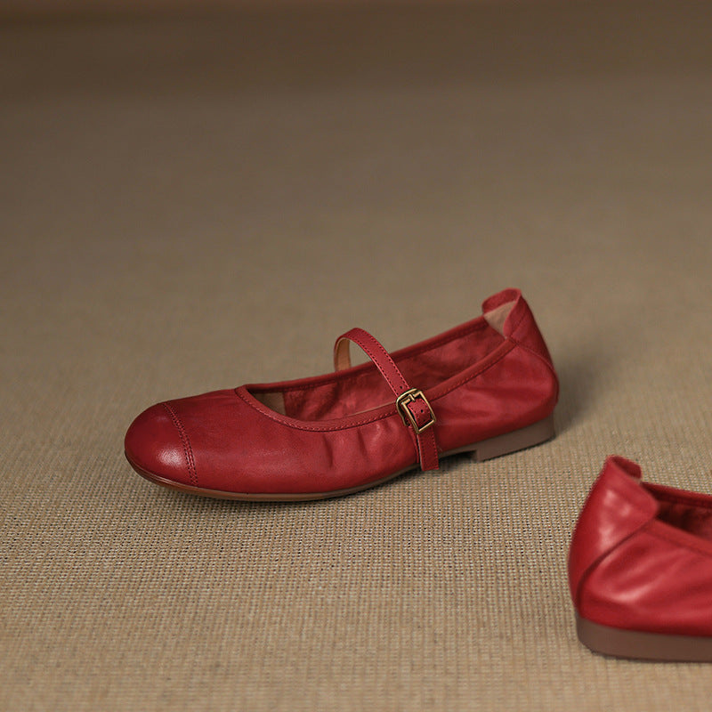 Derya Genuine Leather Flats