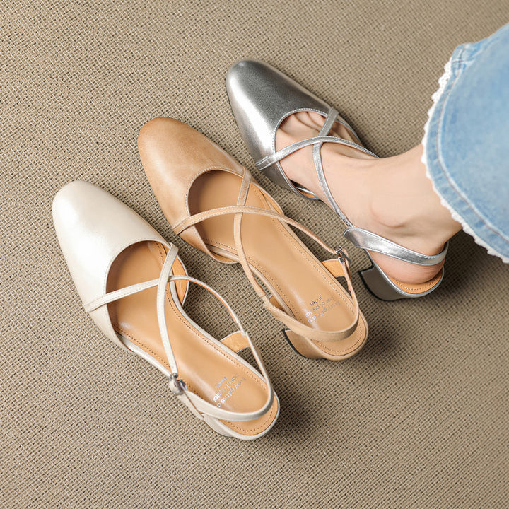 Toria Genuine Leather Cross Strap Heels