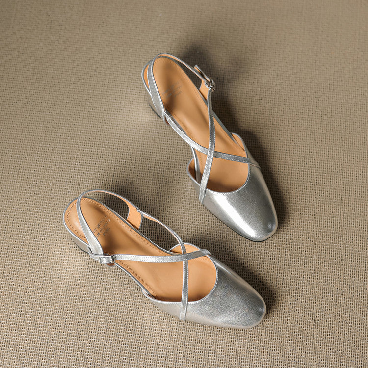 Toria Genuine Leather Cross Strap Heels