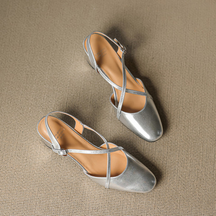 Toria Genuine Leather Cross Strap Heels